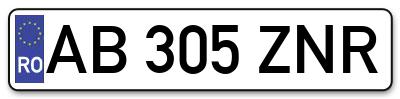 Placuta inmatriculare numar auto  AB-305-ZNR, AB 305 ZNR, AB305ZNR