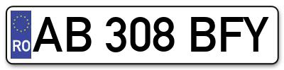 Placuta inmatriculare numar auto  AB-308-BFY, AB 308 BFY, AB308BFY