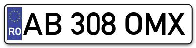 Placuta inmatriculare numar auto  AB-308-OMX, AB 308 OMX, AB308OMX