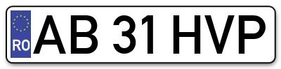 Placuta inmatriculare numar auto  AB-31-HVP, AB 31 HVP, AB31HVP