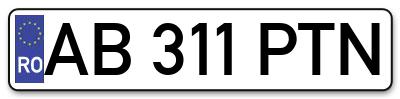 Placuta inmatriculare numar auto  AB-311-PTN, AB 311 PTN, AB311PTN