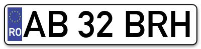 Placuta inmatriculare numar auto  AB-32-BRH, AB 32 BRH, AB32BRH
