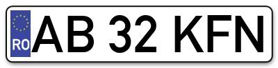 Placuta inmatriculare numar auto  AB-32-KFN, AB 32 KFN, AB32KFN