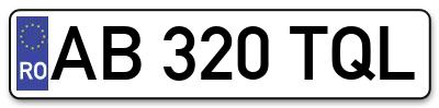 Placuta inmatriculare numar auto  AB-320-TQL, AB 320 TQL, AB320TQL