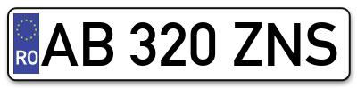 Placuta inmatriculare numar auto  AB-320-ZNS, AB 320 ZNS, AB320ZNS