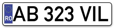 Placuta inmatriculare numar auto  AB-323-VIL, AB 323 VIL, AB323VIL