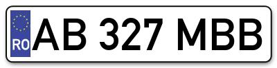 Placuta inmatriculare numar auto  AB-327-MBB, AB 327 MBB, AB327MBB