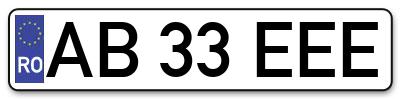 Placuta inmatriculare numar auto  AB-33-EEE, AB 33 EEE, AB33EEE