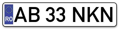 Placuta inmatriculare numar auto  AB-33-NKN, AB 33 NKN, AB33NKN