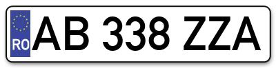 Placuta inmatriculare numar auto  AB-338-ZZA, AB 338 ZZA, AB338ZZA