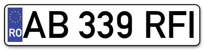 Placuta inmatriculare numar auto  AB-339-RFI, AB 339 RFI, AB339RFI