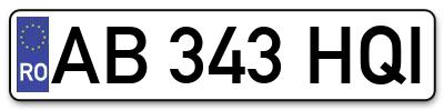 Placuta inmatriculare numar auto  AB-343-HQI, AB 343 HQI, AB343HQI