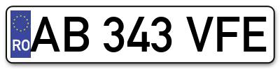 Placuta inmatriculare numar auto  AB-343-VFE, AB 343 VFE, AB343VFE