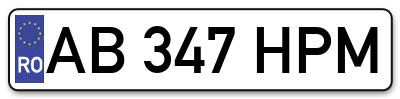 Placuta inmatriculare numar auto  AB-347-HPM, AB 347 HPM, AB347HPM