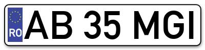 Placuta inmatriculare numar auto  AB-35-MGI, AB 35 MGI, AB35MGI