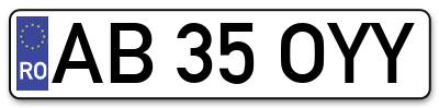 Placuta inmatriculare numar auto  AB-35-OYY, AB 35 OYY, AB35OYY