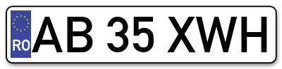 Placuta inmatriculare numar auto  AB-35-XWH, AB 35 XWH, AB35XWH