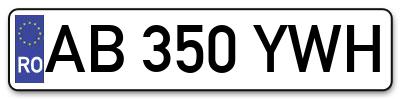 Placuta inmatriculare numar auto  AB-350-YWH, AB 350 YWH, AB350YWH
