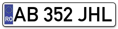 Placuta inmatriculare numar auto  AB-352-JHL, AB 352 JHL, AB352JHL