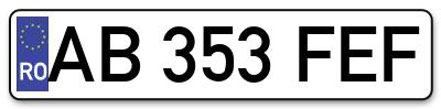 Placuta inmatriculare numar auto  AB-353-FEF, AB 353 FEF, AB353FEF