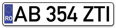 Placuta inmatriculare numar auto  AB-354-ZTI, AB 354 ZTI, AB354ZTI