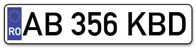 Placuta inmatriculare numar auto  AB-356-KBD, AB 356 KBD, AB356KBD