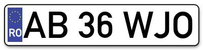Placuta inmatriculare numar auto  AB-36-WJO, AB 36 WJO, AB36WJO