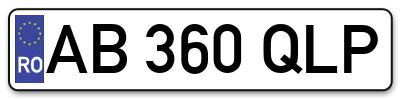 Placuta inmatriculare numar auto  AB-360-QLP, AB 360 QLP, AB360QLP