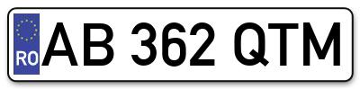 Placuta inmatriculare numar auto  AB-362-QTM, AB 362 QTM, AB362QTM