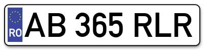 Placuta inmatriculare numar auto  AB-365-RLR, AB 365 RLR, AB365RLR