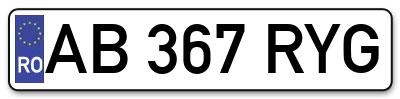 Placuta inmatriculare numar auto  AB-367-RYG, AB 367 RYG, AB367RYG