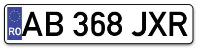 Placuta inmatriculare numar auto  AB-368-JXR, AB 368 JXR, AB368JXR