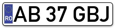Placuta inmatriculare numar auto  AB-37-GBJ, AB 37 GBJ, AB37GBJ