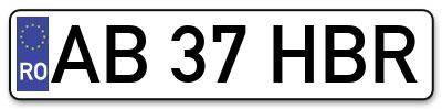 Placuta inmatriculare numar auto  AB-37-HBR, AB 37 HBR, AB37HBR