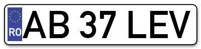 Placuta inmatriculare numar auto  AB-37-LEV, AB 37 LEV, AB37LEV