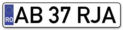 Placuta inmatriculare numar auto  AB-37-RJA, AB 37 RJA, AB37RJA