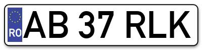 Placuta inmatriculare numar auto  AB-37-RLK, AB 37 RLK, AB37RLK