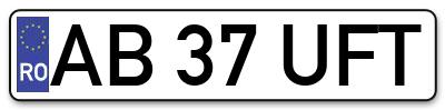 Placuta inmatriculare numar auto  AB-37-UFT, AB 37 UFT, AB37UFT