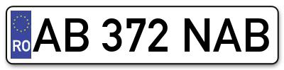 Placuta inmatriculare numar auto  AB-372-NAB, AB 372 NAB, AB372NAB