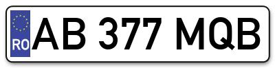 Placuta inmatriculare numar auto  AB-377-MQB, AB 377 MQB, AB377MQB