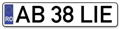 Placuta inmatriculare numar auto  AB-38-LIE, AB 38 LIE, AB38LIE