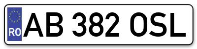 Placuta inmatriculare numar auto  AB-382-OSL, AB 382 OSL, AB382OSL