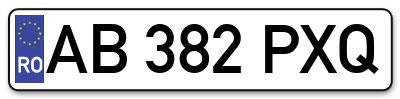 Placuta inmatriculare numar auto  AB-382-PXQ, AB 382 PXQ, AB382PXQ