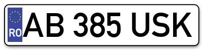 Placuta inmatriculare numar auto  AB-385-USK, AB 385 USK, AB385USK