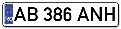 Placuta inmatriculare numar auto  AB-386-ANH, AB 386 ANH, AB386ANH