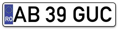 Placuta inmatriculare numar auto  AB-39-GUC, AB 39 GUC, AB39GUC