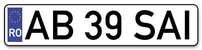 Placuta inmatriculare numar auto  AB-39-SAI, AB 39 SAI, AB39SAI
