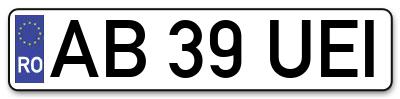 Placuta inmatriculare numar auto  AB-39-UEI, AB 39 UEI, AB39UEI
