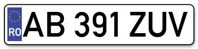 Placuta inmatriculare numar auto  AB-391-ZUV, AB 391 ZUV, AB391ZUV