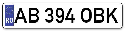 Placuta inmatriculare numar auto  AB-394-OBK, AB 394 OBK, AB394OBK